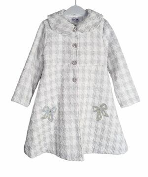 Blueberi Boulevard silver & white rhinestone button girls 6 formal dress jacket